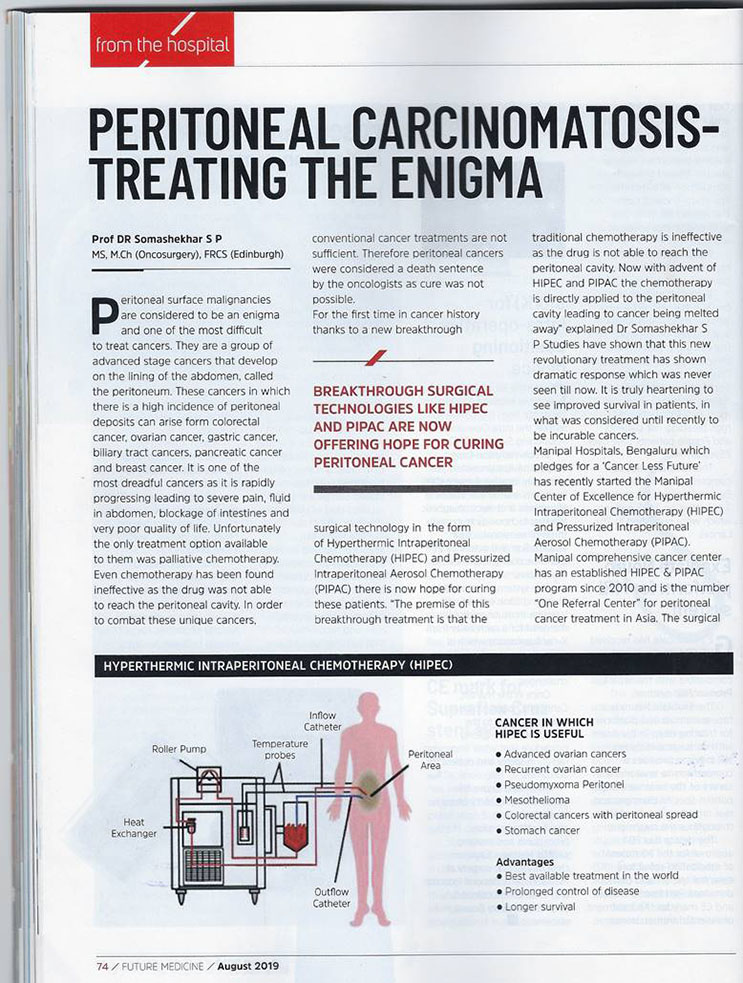 Article on Peritoneal Carcinomatosis - Treating the Enigma by Prof. Dr. Somashekhar S P (page 1)