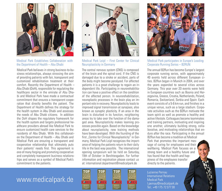 Medical Park Newsletter: Collaboration with Department of Health Abu Dhabi, Clinical Neuroplasticity and Corporate Running